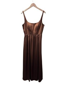 Revelry Satin Maxi Dress in Brown